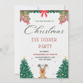 Invitación Navidades Sencillos Verdes Y Rojos Incluso Fiesta