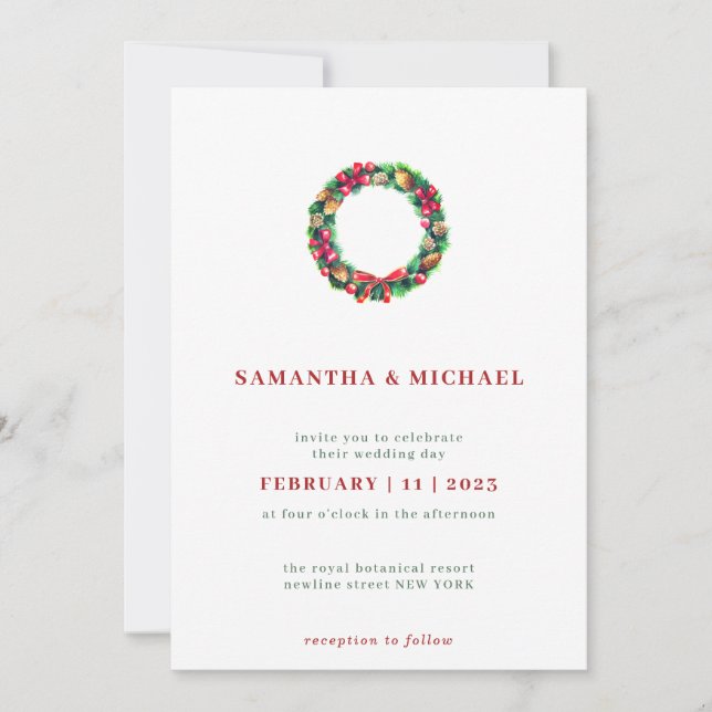 Invitación Navidades Sencillos y Elegantes De Invierno Rojo (Anverso)