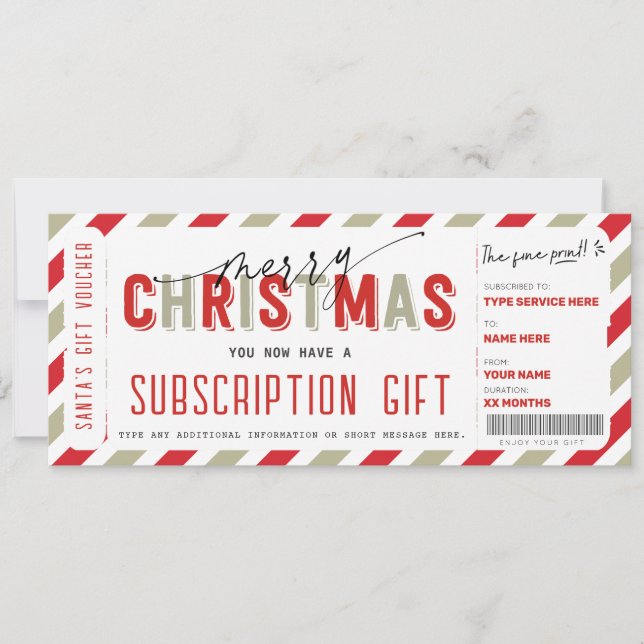 Invitación Navidades Servicio de Suscripción al Cheque de Reg (Anverso)