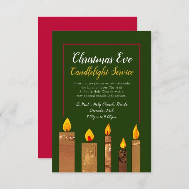 Invitación Navidades servicio de velas velas velas velas arte (Anverso / Reverso)