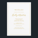 Invitación Navidades simples | Blanco Que Aún Vemos Renovació<br><div class="desc">Navidades simples | blanco aún hacemos votos para renovar la invitación, es perfecto para su minimalista boda de invierno. La caligrafía clásica de lujo dorado, junto con el fondo blanco tradicional, bordeada por un marco mínimo, completan el ambiente colorido de las vacaciones que buscas. Puedes personalizar con tus propias fotos...</div>