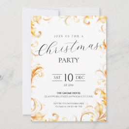 Invitación Navidades simples de follaje de oro