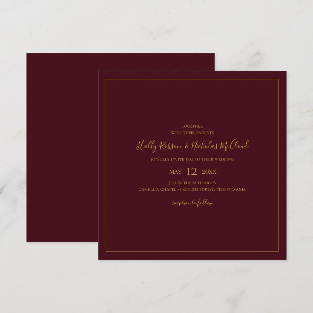 Invitación Navidades simples y elegantes | Boda de la Plaza R (Anverso / Reverso)