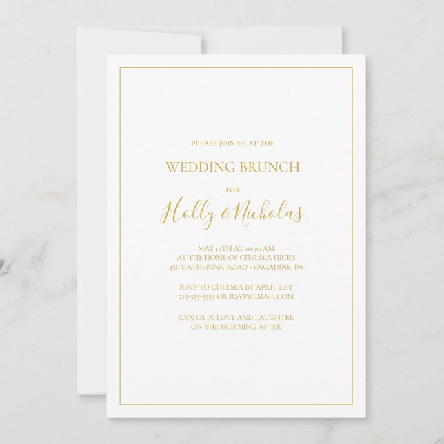 Invitación Navidades simples y elegantes | Brunch Boda blanco (Anverso)