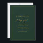 Invitación Navidades simples y elegantes | Brunch verde Boda<br><div class="desc">Estos Navidades simples y elegantes | el brunch verde boda es perfecto para su minimalista y moderno brunch de invierno. La caligrafía clásica de lujo dorado, junto con el fondo verde tradicional, bordeada por un marco mínimo, completan el ambiente colorido de las vacaciones que buscas. Puedes personalizar con tus propias...</div>