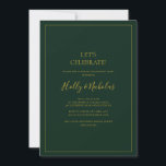 Invitación Navidades simples y elegantes | Verde Celebremos<br><div class="desc">Estos Navidades simples y elegantes | verde celebremos que la invitación es perfecta para su minimalista boda de invierno. La caligrafía clásica de lujo dorado, junto con el fondo verde tradicional, bordeada por un marco mínimo, completan el ambiente colorido de las vacaciones que buscas. Puedes personalizar con tus propias fotos...</div>