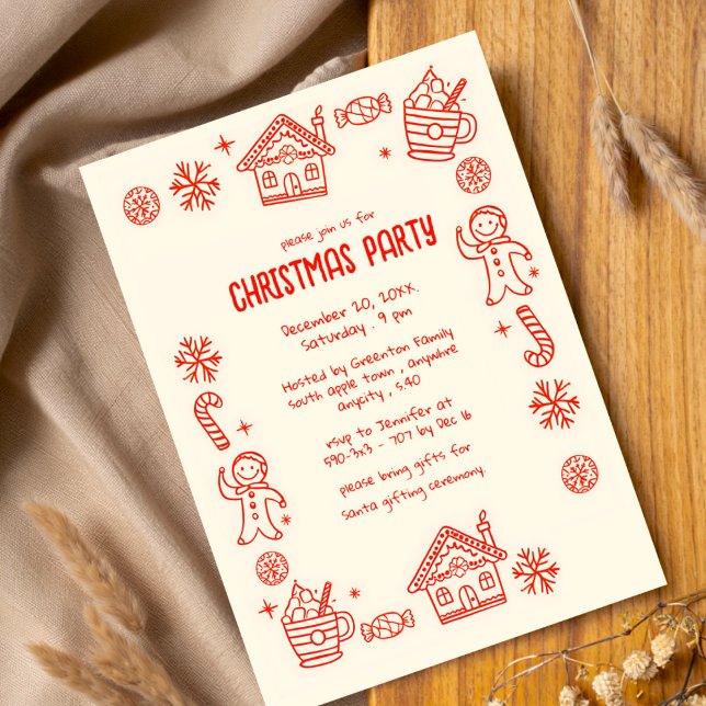 Invitación Navidades singulares de la mano roja y dramática d (Subido por el creador)