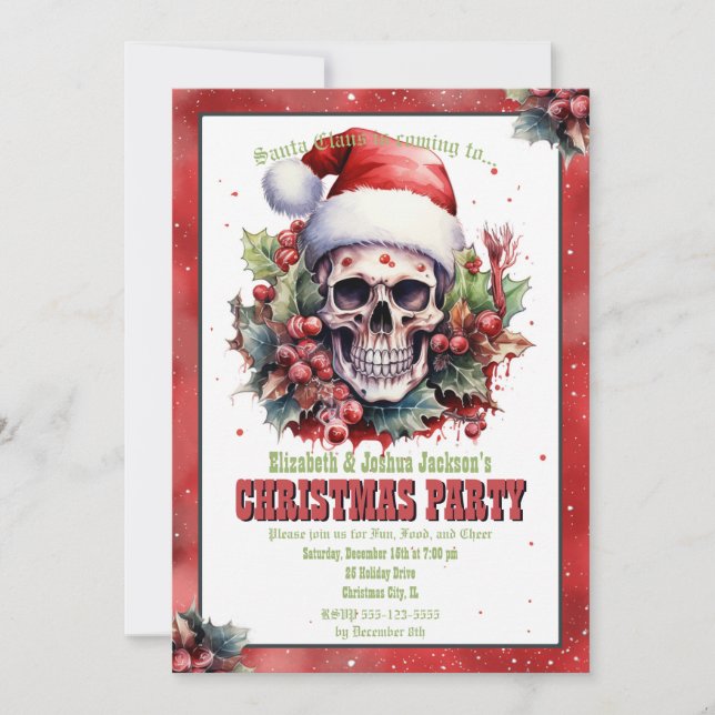 Invitación Navidades Skull Watercolor (Anverso)