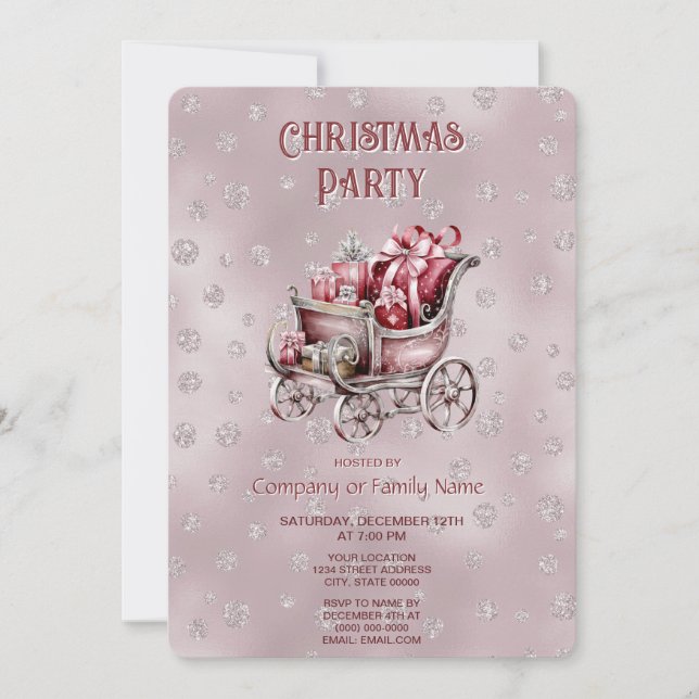 Invitación Navidades Sleigh Con Regalos Fiestas De Vacaciones (Anverso)