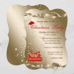 Invitación Navidades Sleigh, Santa Hat, Navidades corporativo