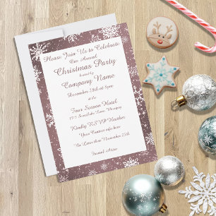 Invitación Navidades Snowflakes Dusty Rosa