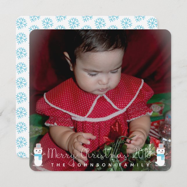 Invitación Navidades Snowman Babys niños foto saludo (Anverso / Reverso)