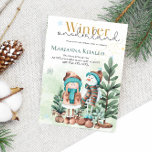 Invitación Navidades Snowman, Chica de la Nieve en oro verde<br><div class="desc">Navidades Snowman,  Chica de la Nieve en oro verde Cumpleaños</div>