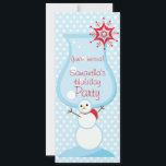 Invitación Navidades Snowman Cocktail Holiday Party<br><div class="desc">Una encantadora invitación para invitar a amigos y familiares a su próximo fiesta para celebrar la temporada navideña con un cóctel de vidrio con un muñeco de nieve como parte de la base y un adorno de copo de nieve rojo al lado del vaso sobre un fondo azul claro con...</div>