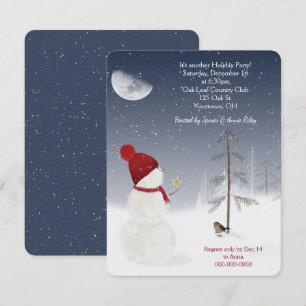 Invitación Navidades Snowman con fiesta estrella