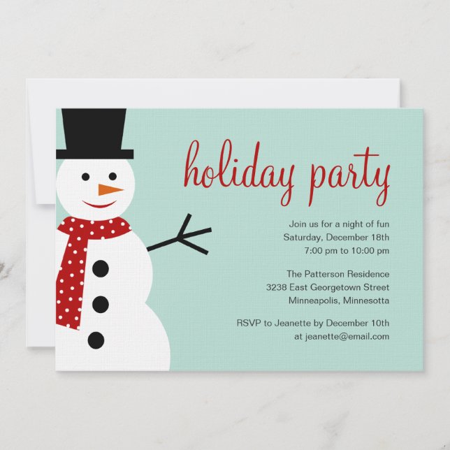 Invitación Navidades Snowman sonrientes/fiesta navideña (Anverso)