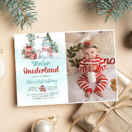 Invitación Navidades Snowman Winter Onederland Primer cumplea