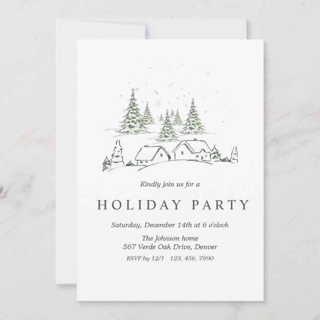 Invitación Navidades Snowy Fiesta de aldea (Anverso)