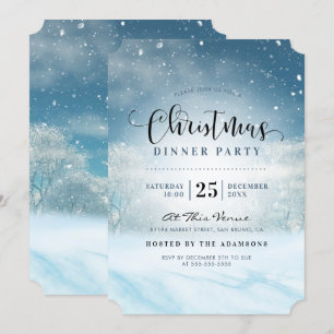 Invitación Navidades Snowy Winter Wonderland Fiesta de cena