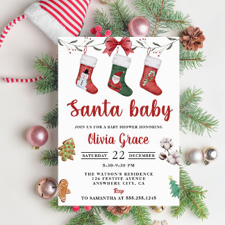 Invitación Navidades sock Fiesta Baby Shower