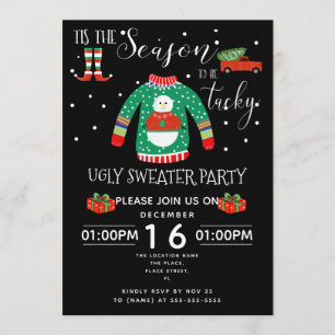 Invitación Navidades suéter fea fiesta evento de recaudación 