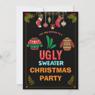 Invitación Navidades suéter suave Fiesta negro tema