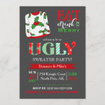 Invitación Navidades suéteres fea Fiesta Chalkboard<br><div class="desc">Invitación a un feo fiesta suéter. Rojo,  blanco y verde tiza.</div>