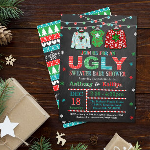 Invitación Navidades suéteres feos Baby Shower