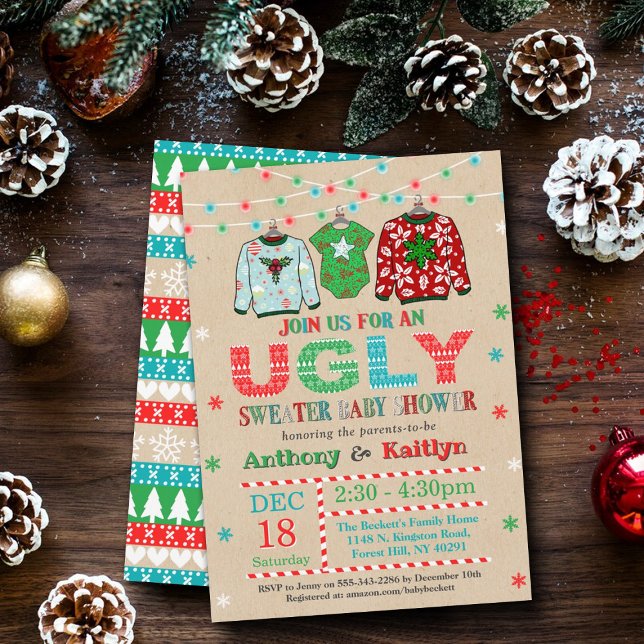 Invitación Navidades suéteres feos Baby Shower (Subido por el creador)