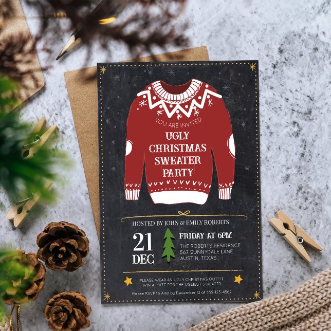 Invitación Navidades suéteres feos Fiesta fiesta de vacacione (Subido por el creador)