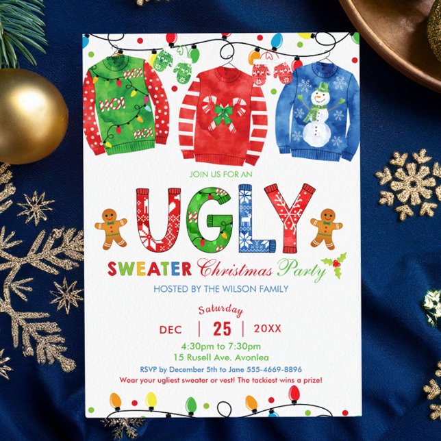 Invitación Navidades suéteres feos Fiesta Tacky Vest Holiday (Subido por el creador)