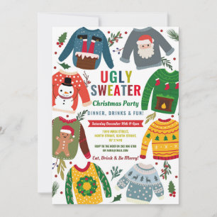 Invitación Navidades suéteres feos Fiestas jumpers