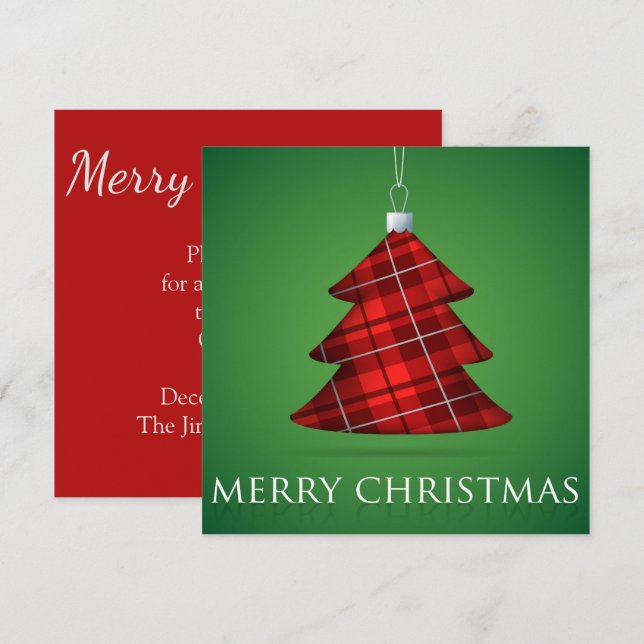 Invitación Navidades Tartán bauble (Anverso / Reverso)