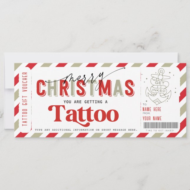 Invitación Navidades Tattoo Gift Voucher Template Idea (Anverso)