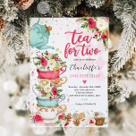 Invitación Navidades Tea Birthday Party Tea Para Dos Fiestas<br><div class="desc">Té de cumpleaños de navidades para dos invitaciones a fiestas Todos los diseños son © PIXEL PERFECTION FIESTA LTD</div>