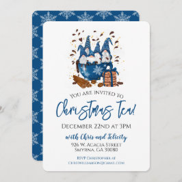 Invitación Navidades Tea Blue Gnome Fiesta