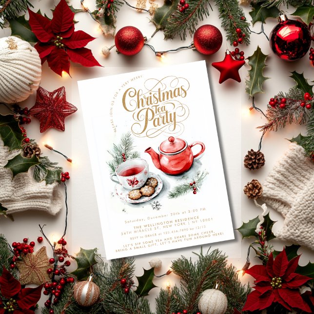 Invitación Navidades Tea Fiesta Minimalista Elegante Fiesta (Subido por el creador)