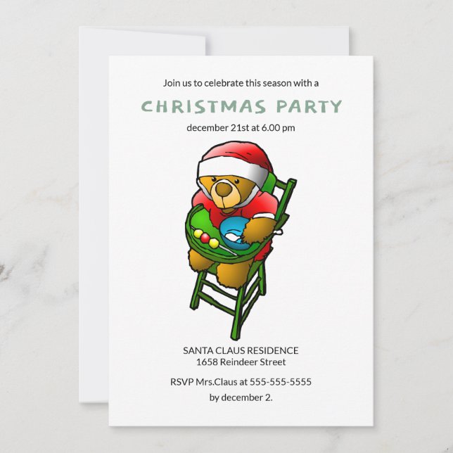 Invitación Navidades Teddy Bear (Anverso)