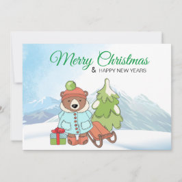 Invitación Navidades Teddy Bear Pareja con Regalo