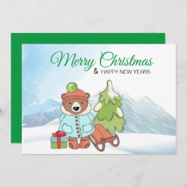Invitación Navidades Teddy Bear Pareja con Regalo