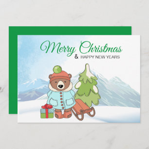 Invitación Navidades Teddy Bear Pareja con Regalo