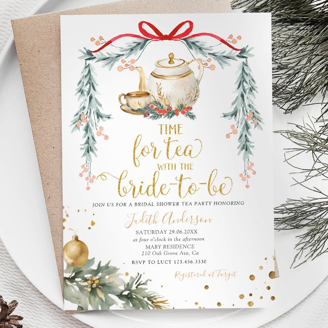 Invitación Navidades Tiempo Para La Ducha Bridal De La Fiesta (Subido por el creador)
