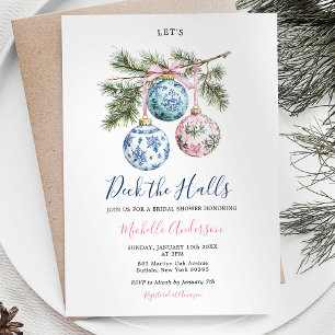 Invitación Navidades Toile Chinoiserie Ornament Bridal Shower