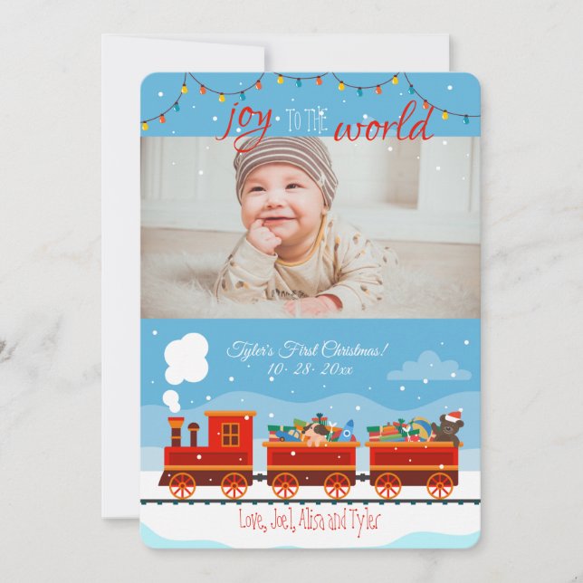 Invitación Navidades Toy Train Photo Holiday Card (Anverso)