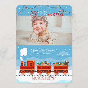 Invitación Navidades Toy Train Photo Holiday Card