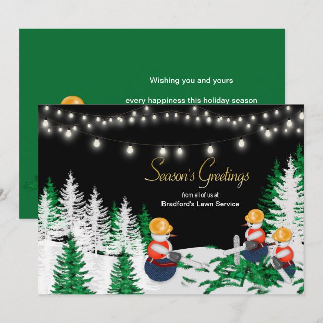 Invitación Navidades Trabajadores de construcción de hombres  (Anverso / Reverso)