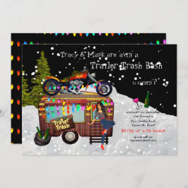 Invitación Navidades TRAILER BLANCO TRASH BASH Funny Fiesta