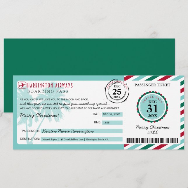 Invitación Navidades Tropical De Árbol De Palma Regalo Tarjet (Anverso / Reverso)