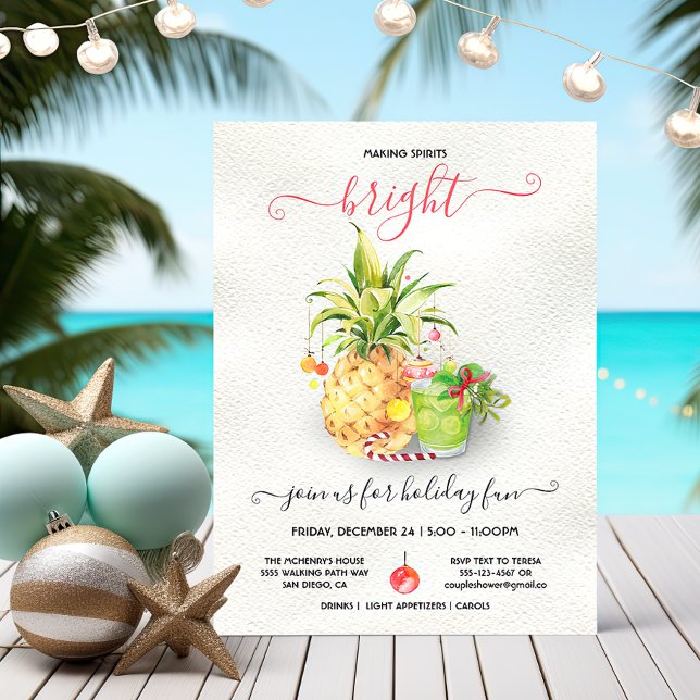 Invitación Navidades tropicales divertidos Fiesta de cócteles (Subido por el creador)