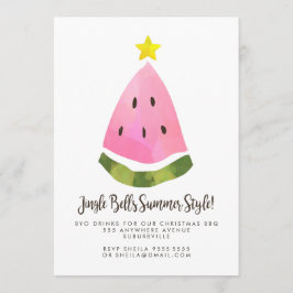 Invitación Navidades tropicales Fiesta de la sandía BBQ